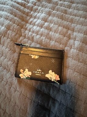 Coach Snowman Card Case mini skinny id wallet with keyring